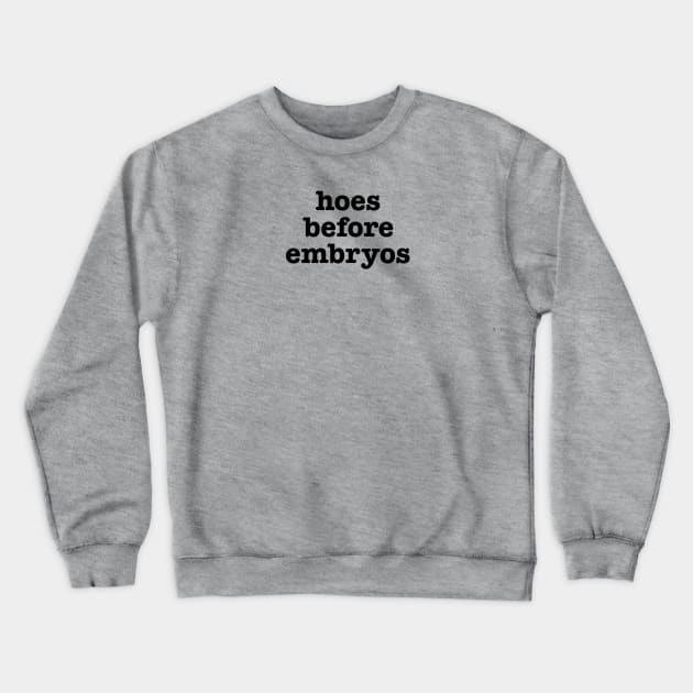 Hoes Before Embryos Crewneck Sweatshirt by bellamuert3